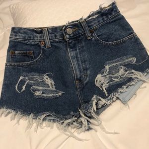 Custom Distressed High Waisted Jean Shorts